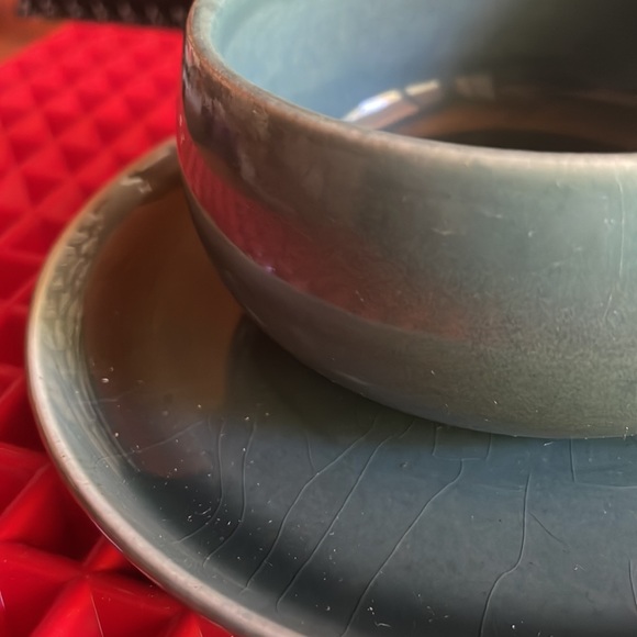 RUSSEL WRIGHT by STEUBENVILLE BY ANTIQUE BLUE-GREEN TEACUP AND SAUCER - Picture 3 of 13